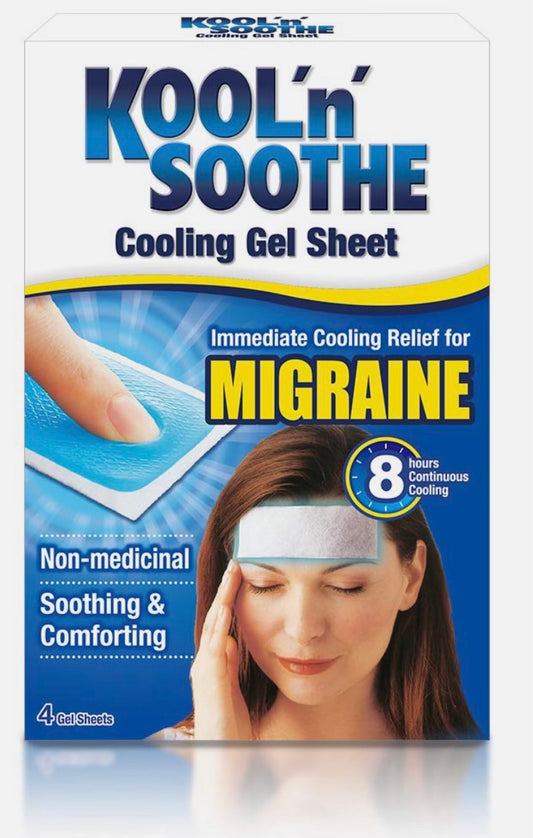 KOOL n SOOTHE cooling Gel sheet immediate cooling relief for migraine 8 hours continuous cooling Non medicinal soothing and comforting 4 Gel sheets