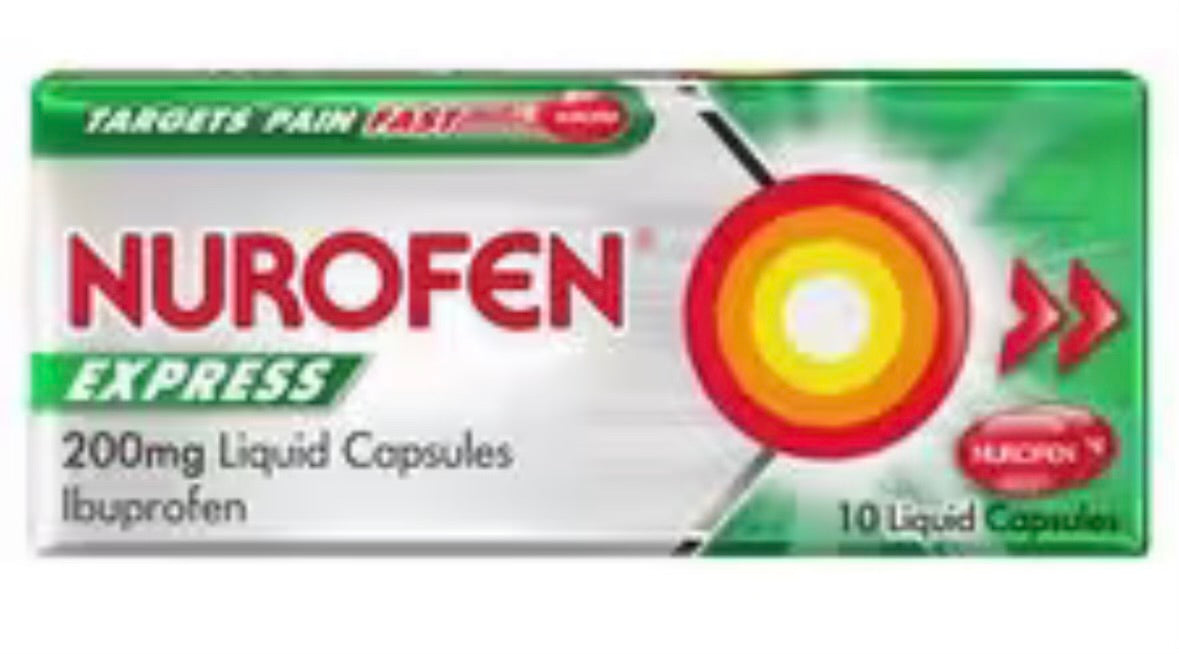 NUROFEN EXPRESS 200mg Liquid capsules ibuprofen 10 liquid capsules