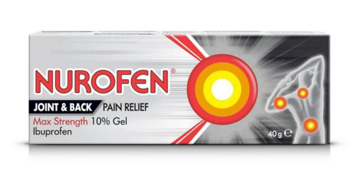 NUROFEN JOINT AND BACK pain relief max strength 10% Gel ibuprofen 40g