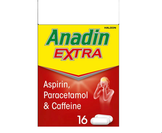 Anadin EXTRA Aspirin, paracetamol and caffeine TRIPLE ACTION Headaches and Migraines 16 CAPLETS